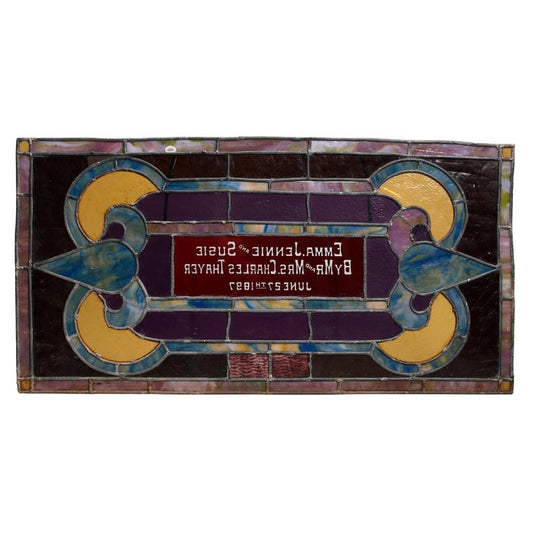 Antique Victorian Leaded Stained Glass Window, c1900