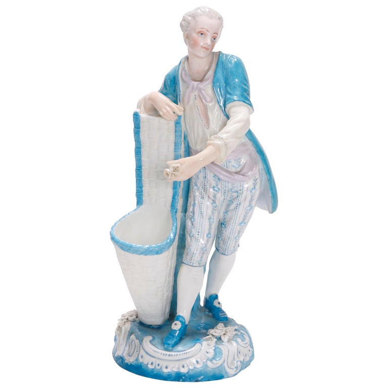 Antique German KPM Hand Painted & Gilt Porcelain Figural Spill Vase 19th Century