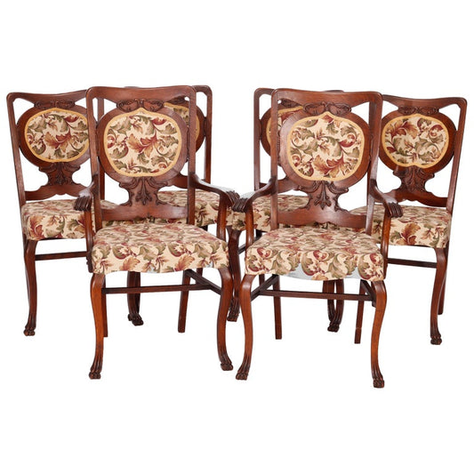 Set of Six RJ Horner Style Oak Dining Room Chairs C1920