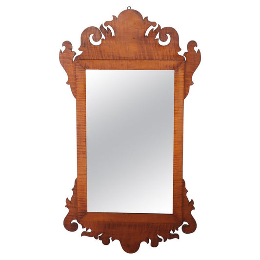 Antique Federal Chippendale Tiger Maple Mirror by The Elite Antique Shoppe C1930