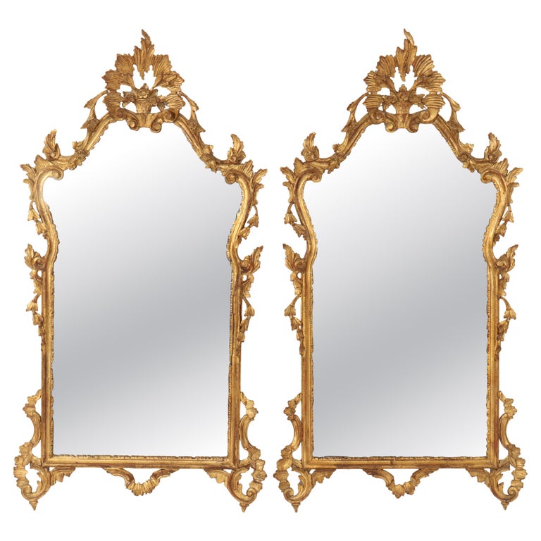 Pair of Antique French Louis XIV Gilt Wood Mirrors C1920