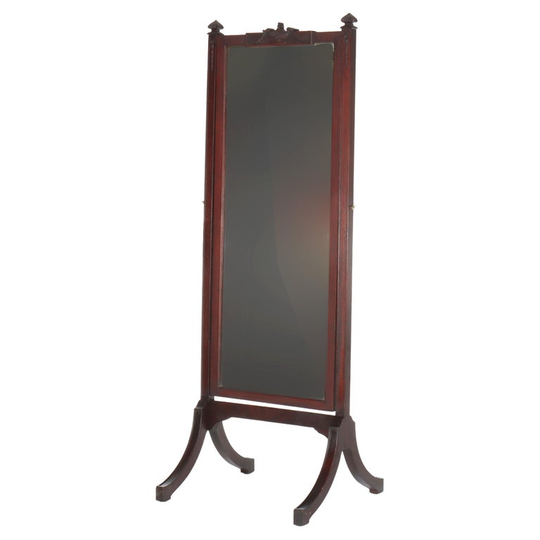 Antique Edwardian Neoclassical Carved Mahogany Dressing Mirror c1910