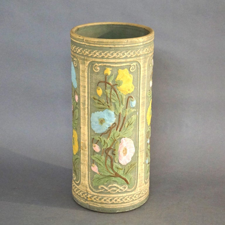 Antique Weller Robinson Ransbottom Polychrome Art Pottery Umbrella Stand C1920
