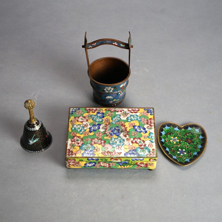 Four Antique Miscellaneous Chinese Cloisonne Enameled Items C1920