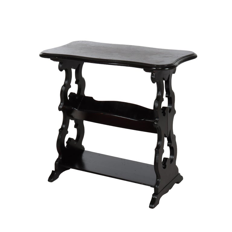Antique Ebonized Cherry Cut Out Side Table C1900