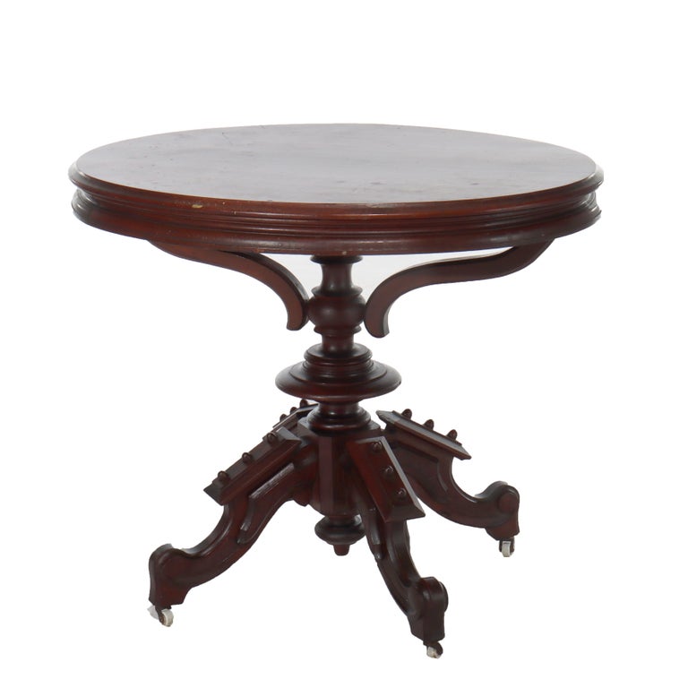 Antique Brookes Renaissance Revival Walnut Umbrella Table c1890