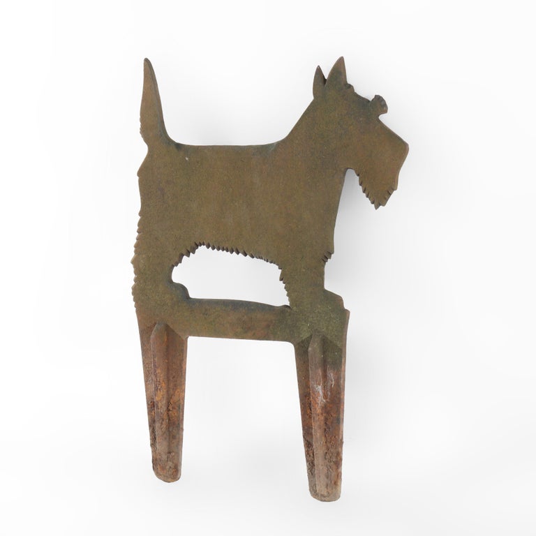 Antique Americana Wrought Iron Scottie Dog Silhouette Garden Sculpture C1920
