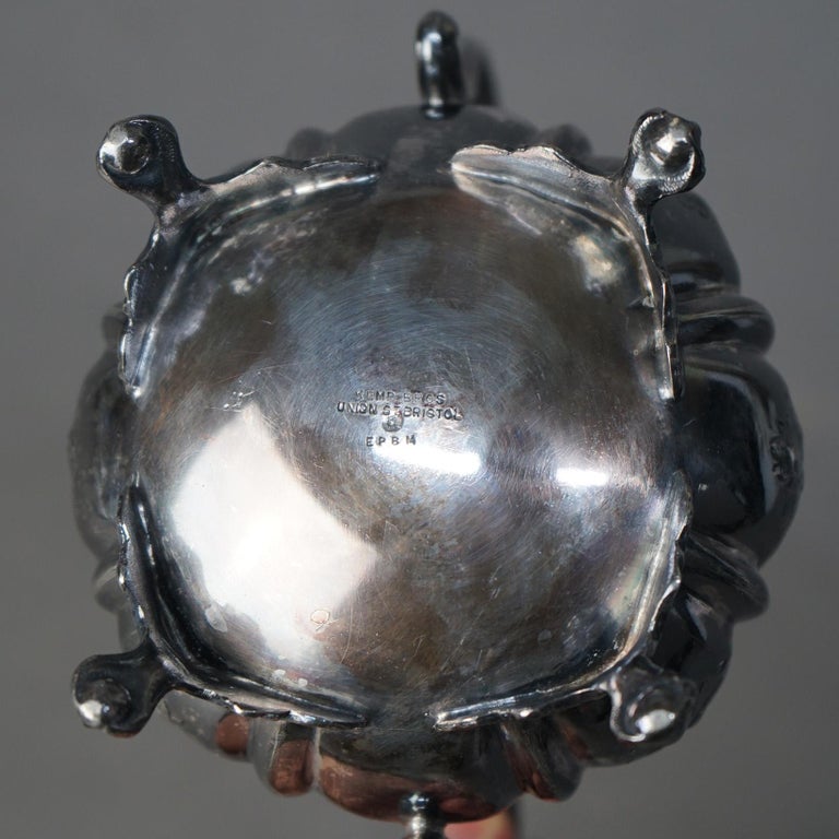 Two Piece Antique Silver Plated Clawfoot Tea Set C1890