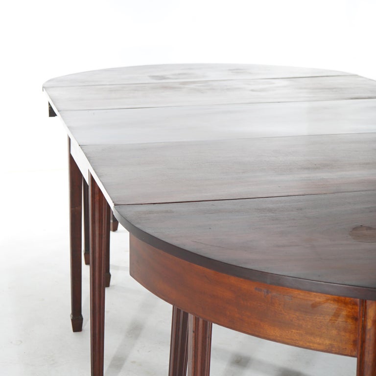 Antique English George III Demi Lune Mahogany Banquet Dining Table Circa 1820