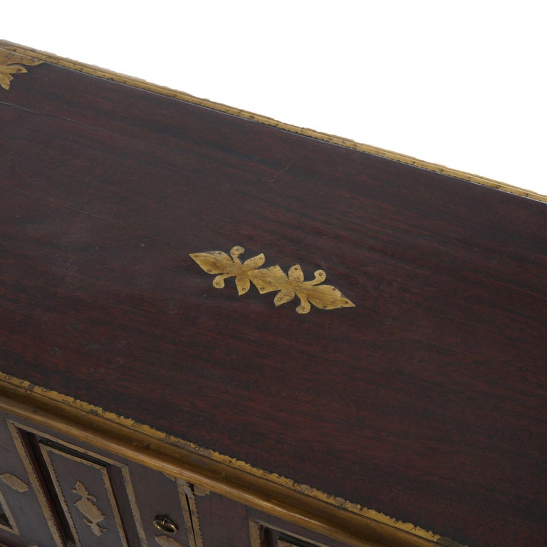 Antique Chinese Mahogany Spice Cabinet with Brass Mounts 19th C