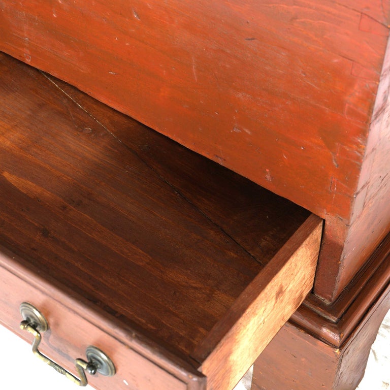 Antique Chippendale Softwood Blanket Chest with Strap Hinges C1830