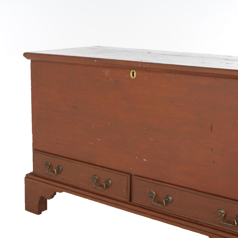 Antique Chippendale Softwood Blanket Chest with Strap Hinges C1830