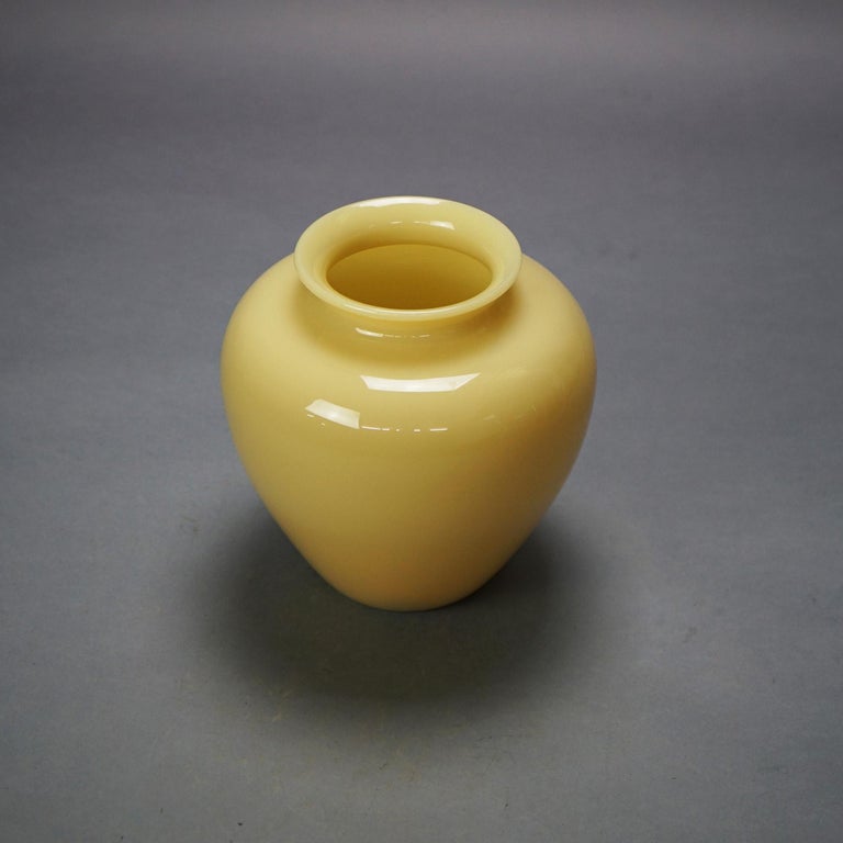 Antique Arts & Crafts Steuben Art Glass Ivory Vase with Original Label C1920
