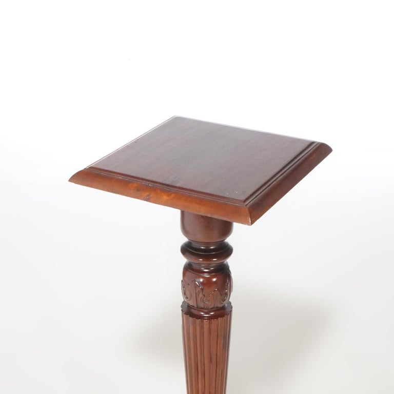 Antique Neoclassical Carved Mahogany Sculpture Display Pedestal, circa 1900