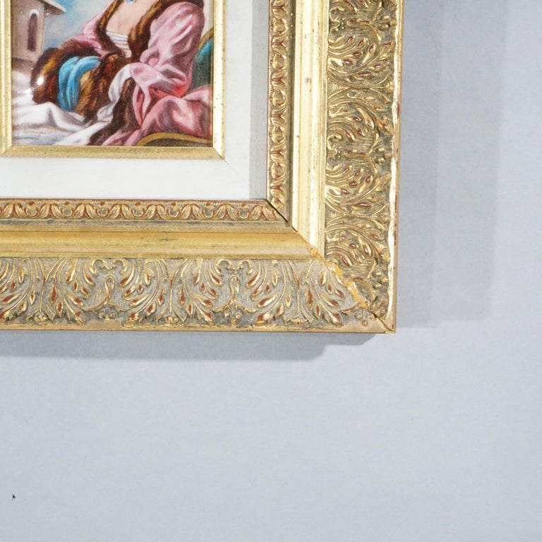 French Limoges Enamel on Copper Portrait Painting of a Woman, 20th C