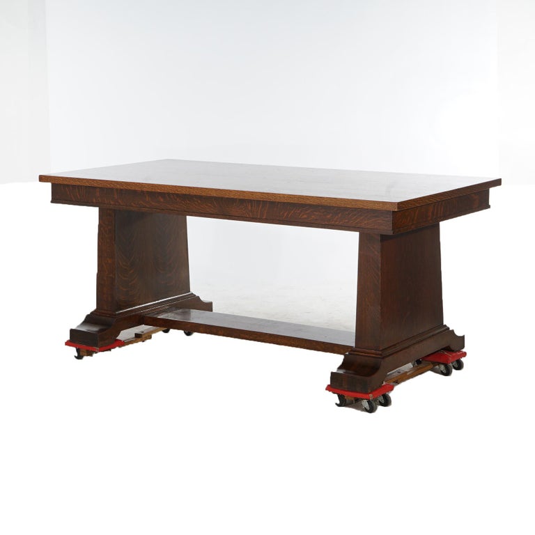 Antique Stickley School Arts & Crafts Mission Oak Conference Table C1910