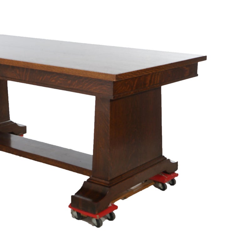 Antique Stickley School Arts & Crafts Mission Oak Conference Table C1910