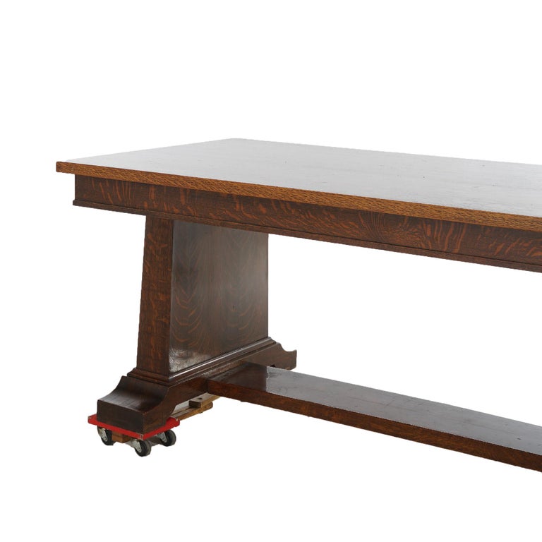 Antique Stickley School Arts & Crafts Mission Oak Conference Table C1910