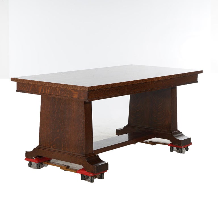 Antique Stickley School Arts & Crafts Mission Oak Conference Table C1910