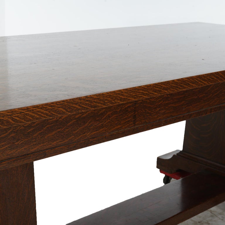 Antique Stickley School Arts & Crafts Mission Oak Conference Table C1910