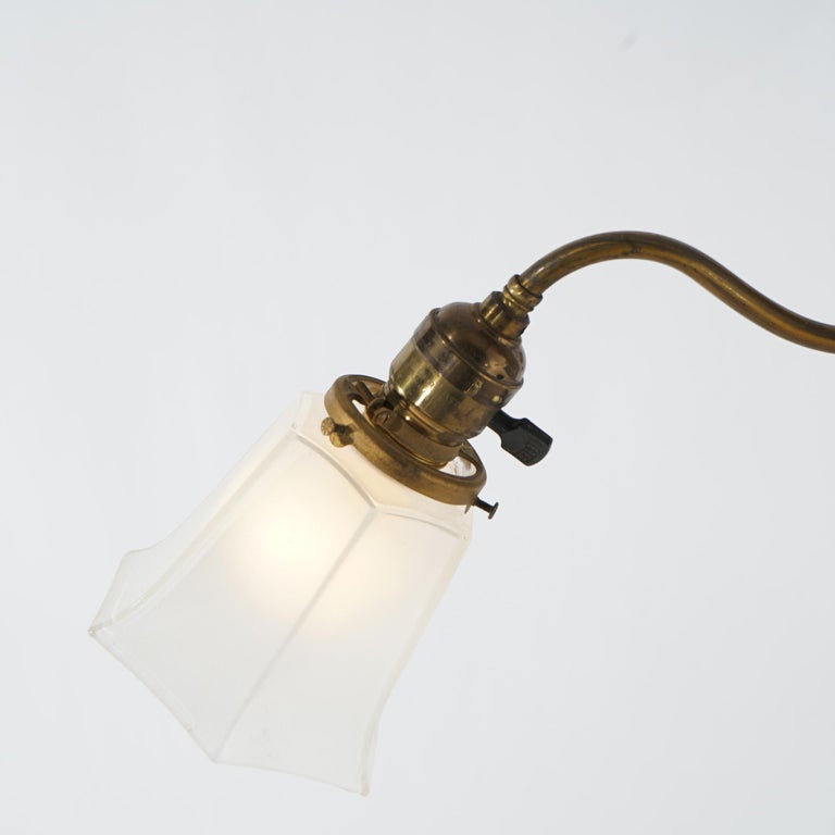 Antique Brass & Gilt Metal Two-Light Ceiling Fixture Circa 1920