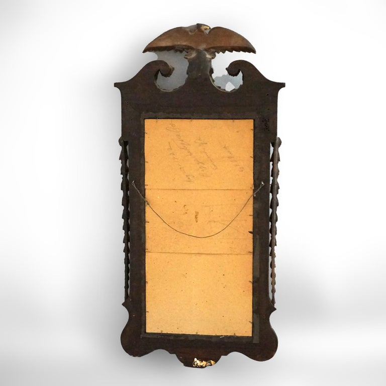 Antique Federal Mahogany & Giltwood Figural Eagle Wall Mirror 19th C