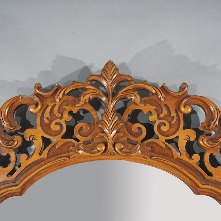 Antique Pair of French Louis XIV Style Carved Mahogany Mirrors, circa 1930