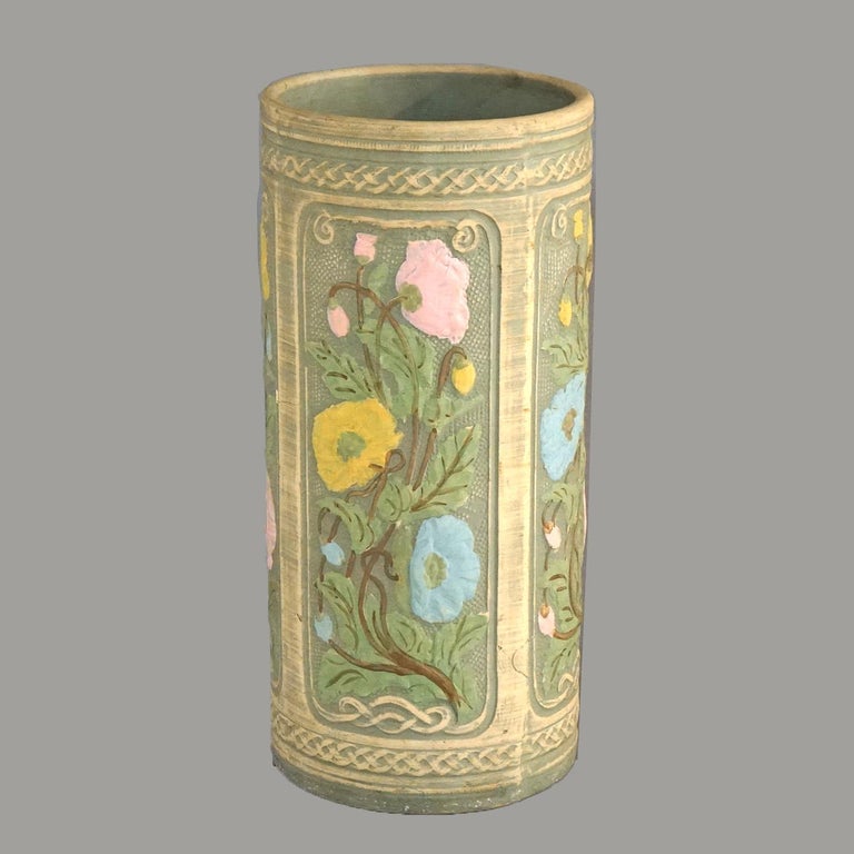 Antique Weller Robinson Ransbottom Polychrome Art Pottery Umbrella Stand C1920