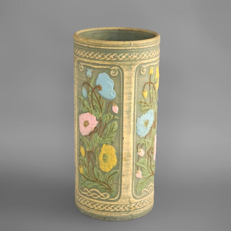 Antique Weller Robinson Ransbottom Polychrome Art Pottery Umbrella Stand C1920