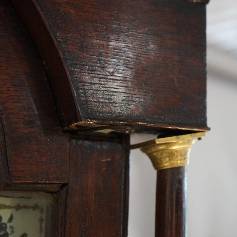 Antique English J. Carpenter Harris Town Flame Mahogany Grandfather Clock 19thC
