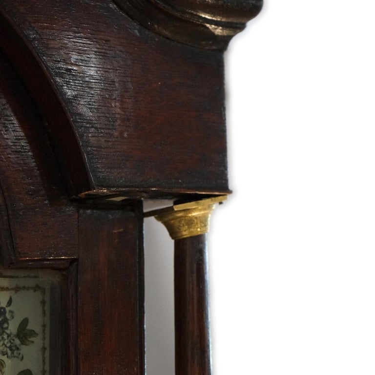 Antique English J. Carpenter Harris Town Flame Mahogany Grandfather Clock 19thC