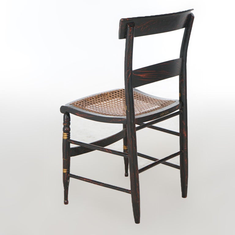 Four Antique Stenciled Hitchcock Style Side Chairs Signed Walter Smith, 19th C
