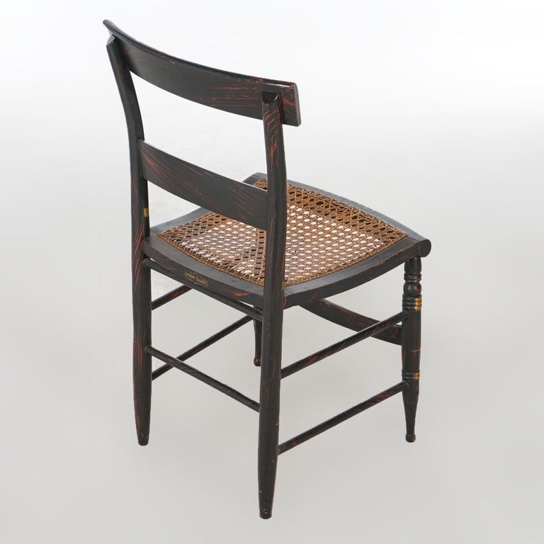 Four Antique Stenciled Hitchcock Style Side Chairs Signed Walter Smith, 19th C