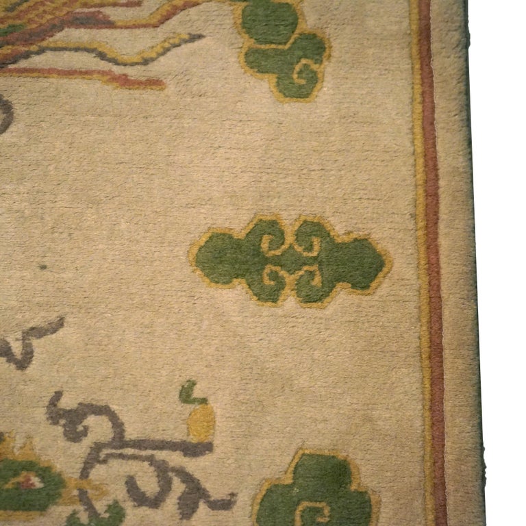 Tibetan Inspired Chinese Nichols Oriental Rug with Stylized Birds & Clouds 20thC