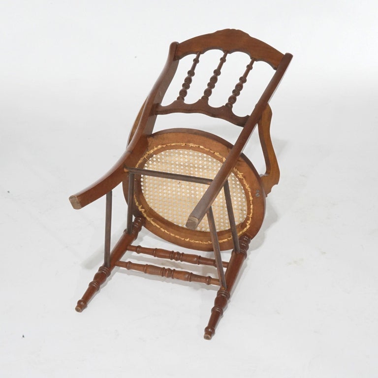 Antique Set of Four Victorian Walnut & Pressed Cane Dining Chairs, Circa 1890