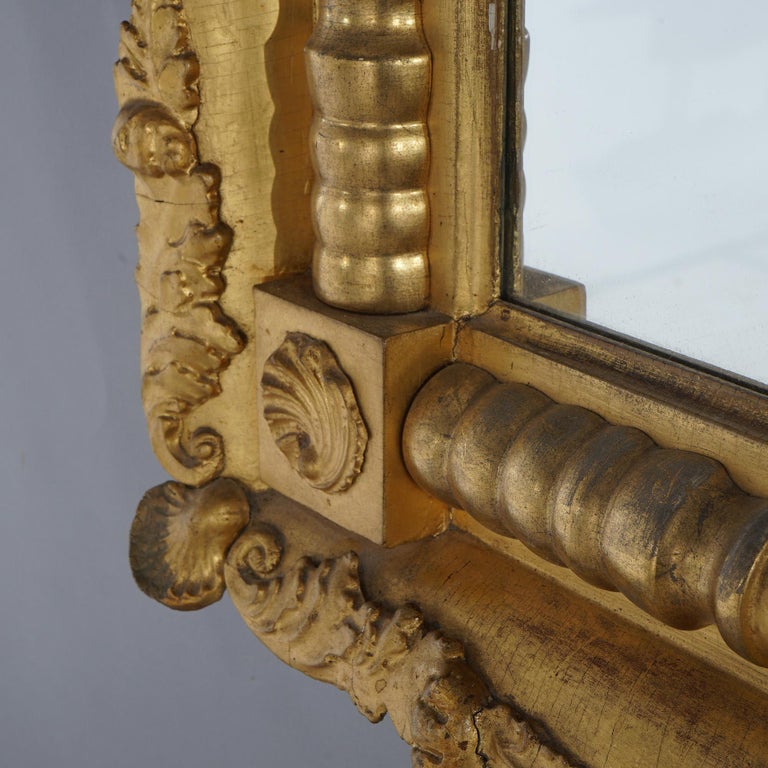 Antique American Empire Classical First Finish Wall Mirror C1840