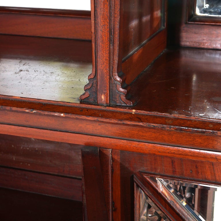 Antique Mahogany Star Pentagram Etagere with Mirrors, Spindles & Eagles C1900