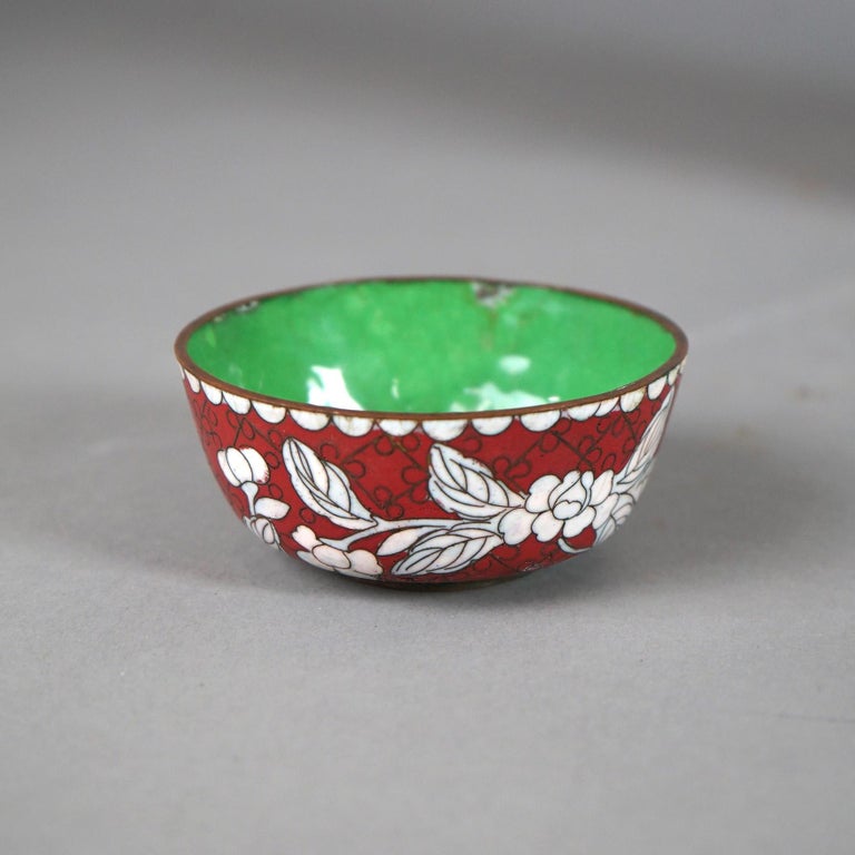 Twelve Various Chinese Cloisonne Floral Enameled Items C1920