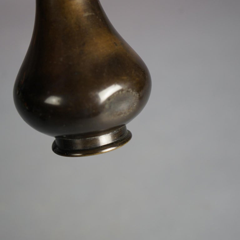 Pair of Antique Japanese Meiji Double Handled Cast Bronze Vases C1920