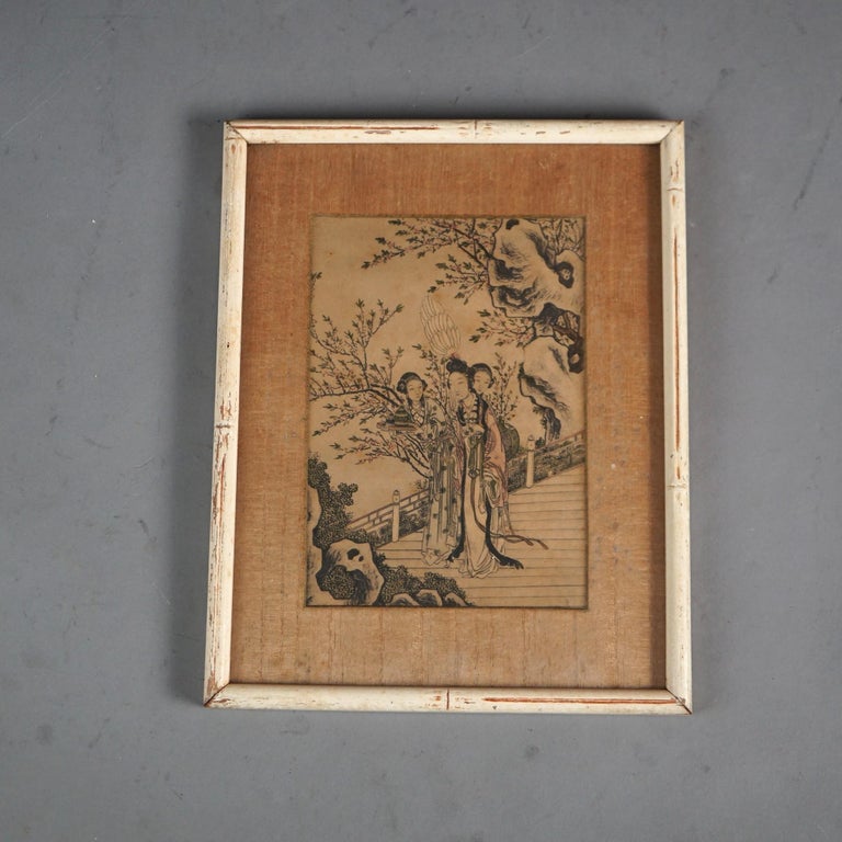 Set of Five Antique Japanese Woodblock Prints, Framed, C1920