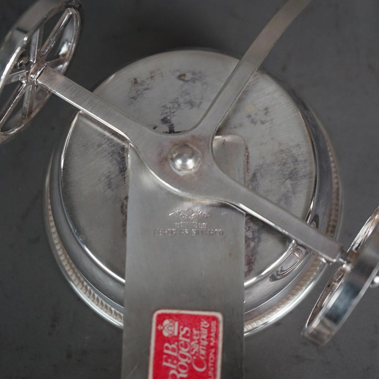 Antique Rogers Silver Plate and Glass Condiment Wagon C1920