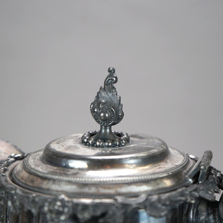 Antique Silver Plated Pitcher with Foliate Engraving C1890