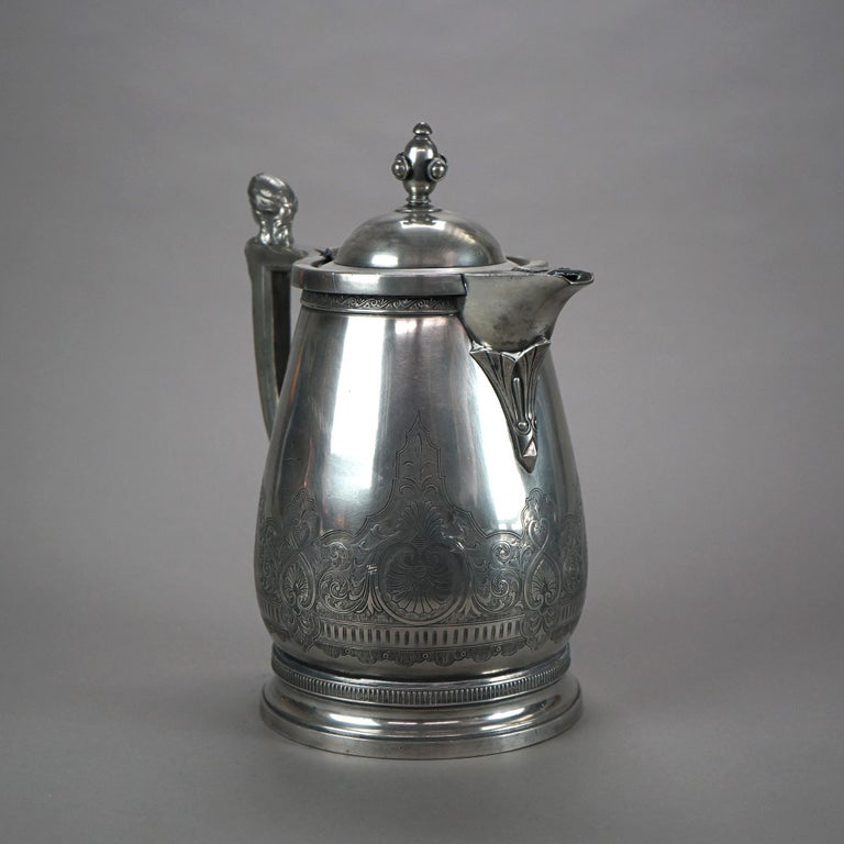 Antique Figural Silver Plated Insulated Water Pitcher C1890