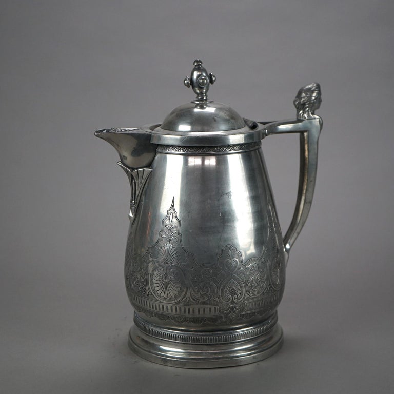 Antique Figural Silver Plated Insulated Water Pitcher C1890