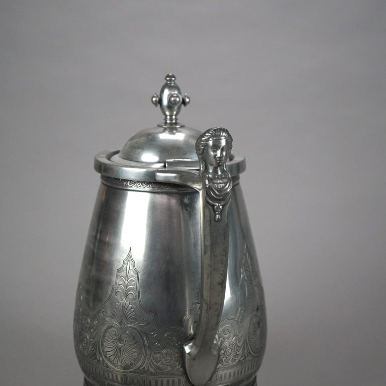 Antique Figural Silver Plated Insulated Water Pitcher C1890