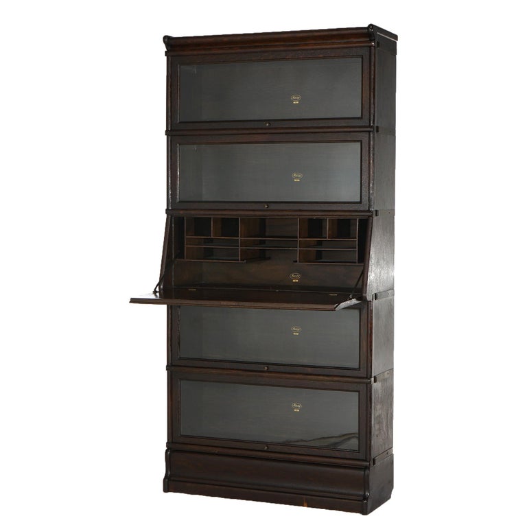 Antique Arts & Crafts Macey Five Stack Oak Barrister Bookcase & Desk c1920