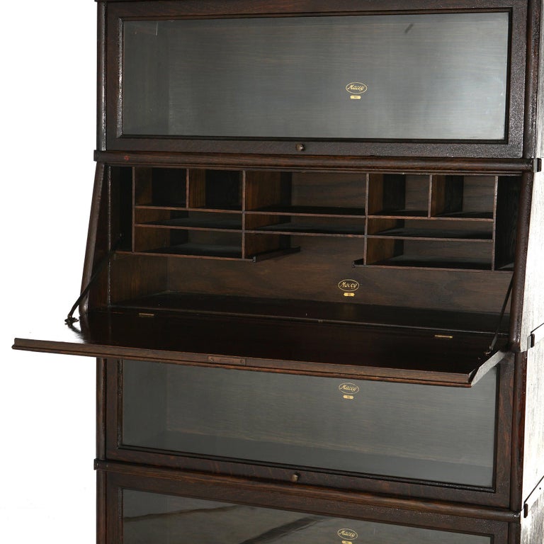 Antique Arts & Crafts Macey Five Stack Oak Barrister Bookcase & Desk c1920