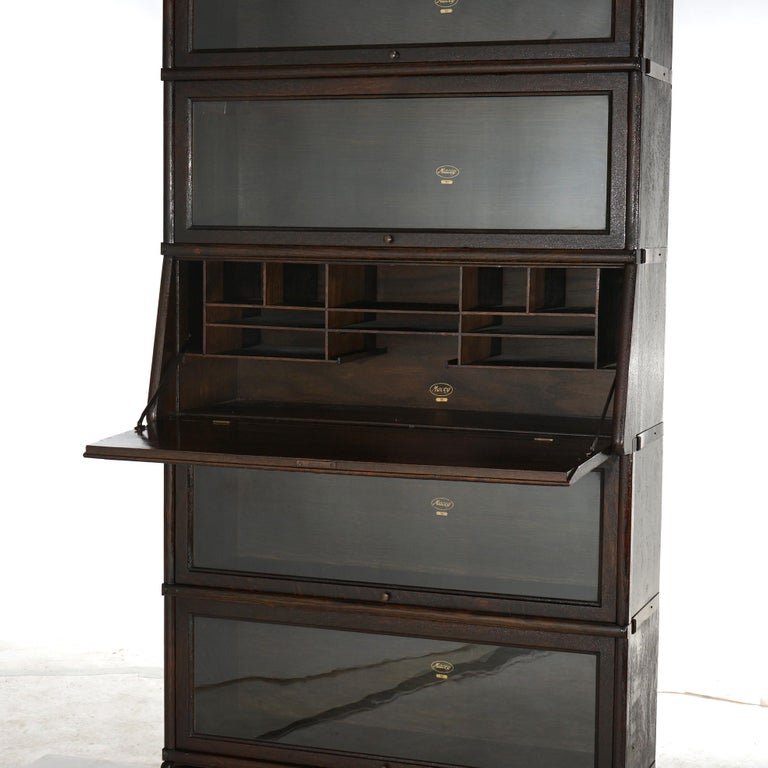 Antique Arts & Crafts Macey Five Stack Oak Barrister Bookcase & Desk c1920