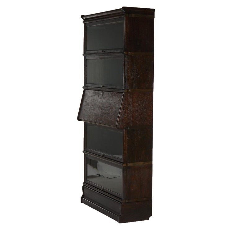 Antique Arts & Crafts Macey Five Stack Oak Barrister Bookcase & Desk c1920