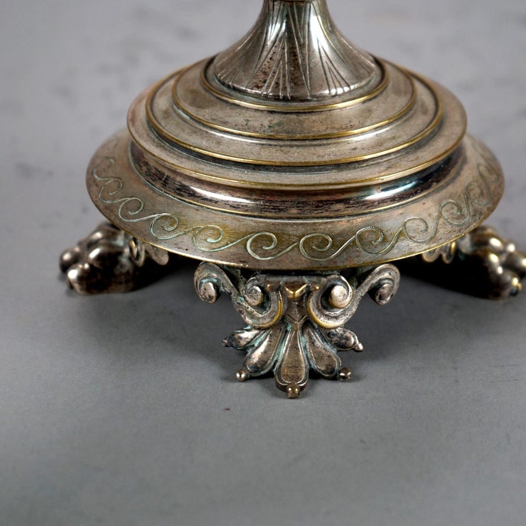 Antique Clawfoot Silver Plated Figural Candle Holder C1890